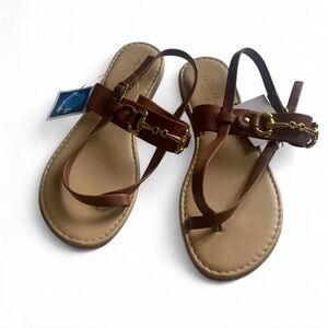 💕 Avellini brown neutral flat strappy leather size 6.5 nwt boho vacation